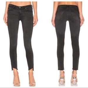 AG Adriano Goldschmied Black Super Skinny Legging Ankle Raw Step Hem Jeans 28